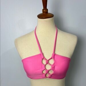 Live Love Dream Pink Halter Honeycomb Bikini Top Size Medium